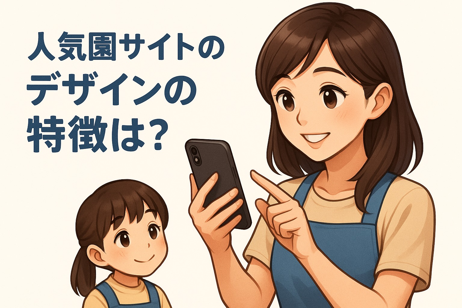 スマホで人気園のサイトを見ている