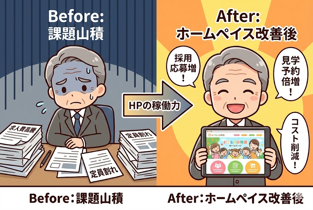 ホームページ改善による成果グラフのイメージ